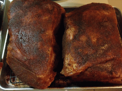 Pork Butts after being Rubbed and Rested - JG's Pub Deep Creek Dunk Party